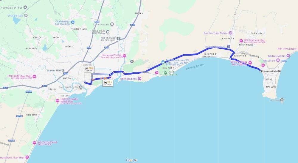 Làng chài Mũi Né cách trung tâm thành phố chỉ 23km